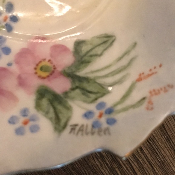 Vintage serving plates lemon servers nappy dishes hand painted R Allen 1950’s 3 - Picture 15 of 16